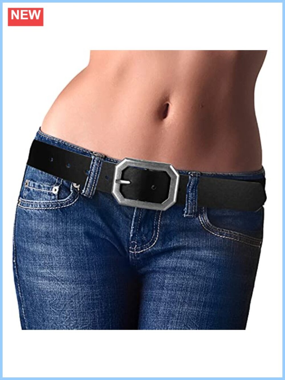 Reversible Leather Belt for Jeans Pants Dresses Vintage Silver Buckle